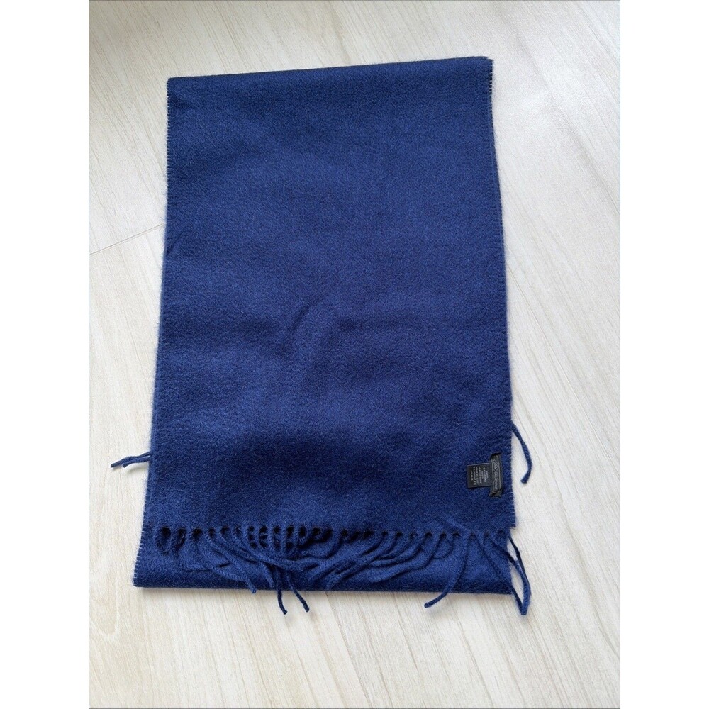 Saks Fifth Avenue 100% Cashmere Scarf Navy Blue Soft Luxury Winter Unisex
